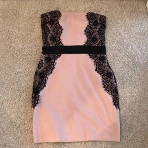 Beige Lacey and black dress